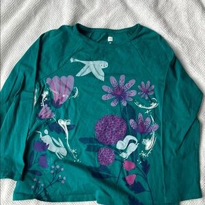 Tea Collection Teal and Purple Floral Long Sleeve Tee